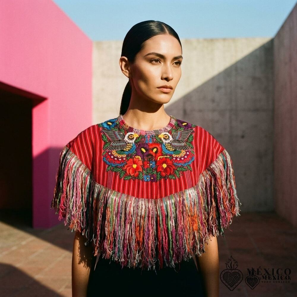 Cape huipil  only One of a kind SEE measurements will fit xsmall to L 1xl 2xl